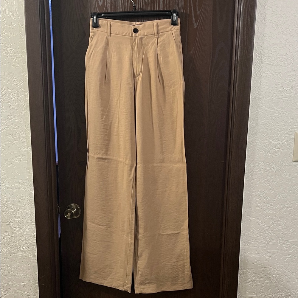 Zara Tan Wide-Leg Pants